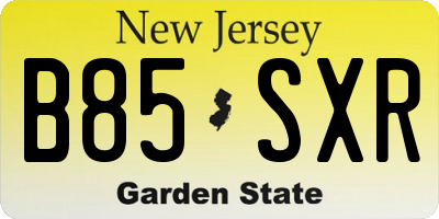 NJ license plate B85SXR