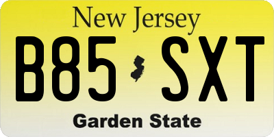 NJ license plate B85SXT