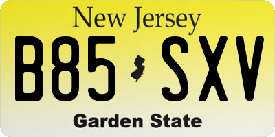 NJ license plate B85SXV