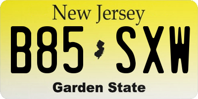 NJ license plate B85SXW