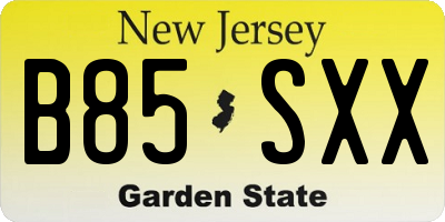 NJ license plate B85SXX