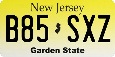 NJ license plate B85SXZ