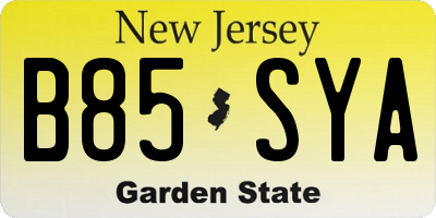 NJ license plate B85SYA