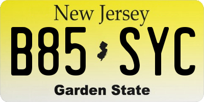 NJ license plate B85SYC