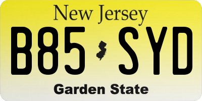 NJ license plate B85SYD