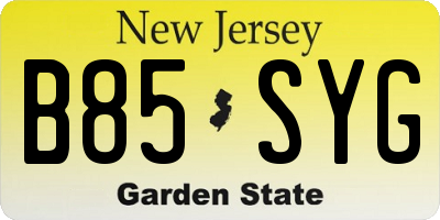 NJ license plate B85SYG