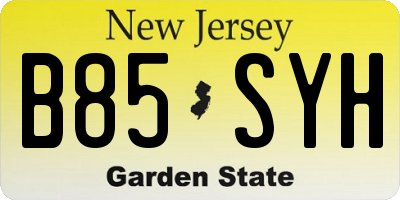 NJ license plate B85SYH