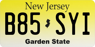 NJ license plate B85SYI