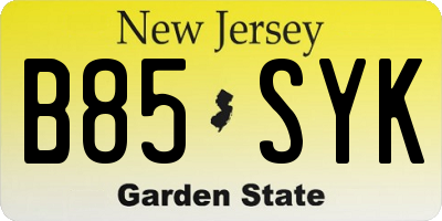 NJ license plate B85SYK