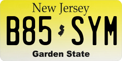 NJ license plate B85SYM