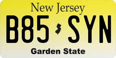 NJ license plate B85SYN