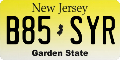 NJ license plate B85SYR