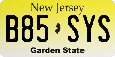 NJ license plate B85SYS