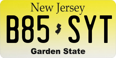 NJ license plate B85SYT