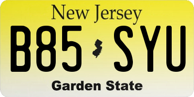 NJ license plate B85SYU
