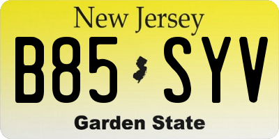 NJ license plate B85SYV