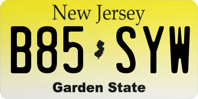 NJ license plate B85SYW