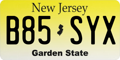 NJ license plate B85SYX