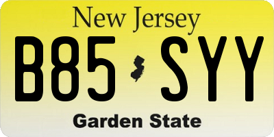 NJ license plate B85SYY