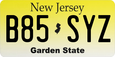 NJ license plate B85SYZ