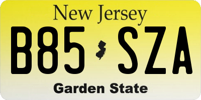 NJ license plate B85SZA