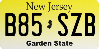 NJ license plate B85SZB