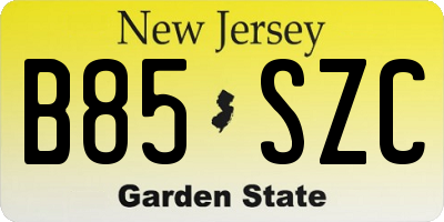 NJ license plate B85SZC