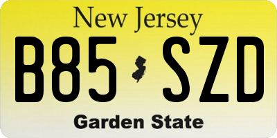 NJ license plate B85SZD