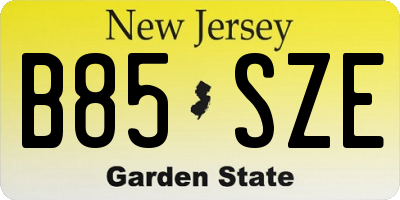 NJ license plate B85SZE