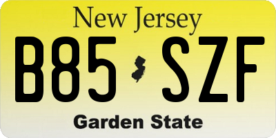 NJ license plate B85SZF