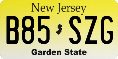 NJ license plate B85SZG