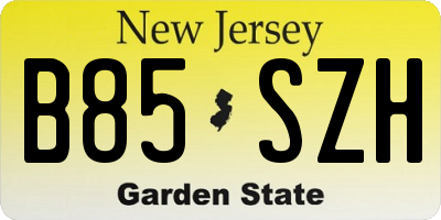 NJ license plate B85SZH