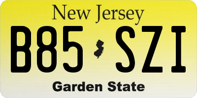 NJ license plate B85SZI