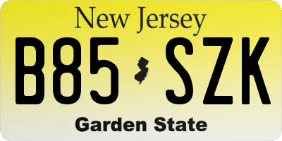 NJ license plate B85SZK