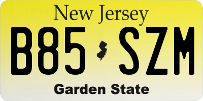NJ license plate B85SZM