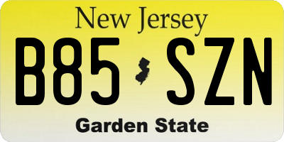 NJ license plate B85SZN