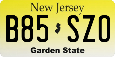 NJ license plate B85SZO