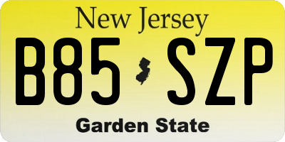 NJ license plate B85SZP