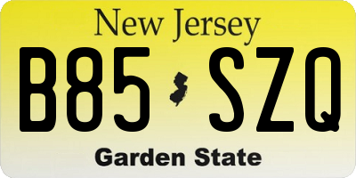 NJ license plate B85SZQ