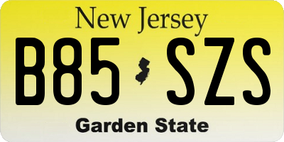 NJ license plate B85SZS