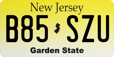 NJ license plate B85SZU