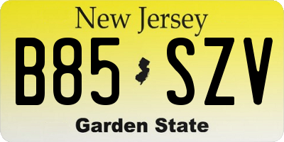 NJ license plate B85SZV