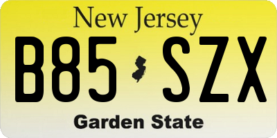 NJ license plate B85SZX