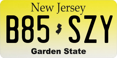 NJ license plate B85SZY