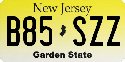 NJ license plate B85SZZ