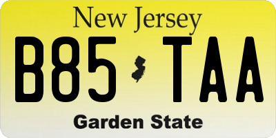 NJ license plate B85TAA