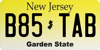 NJ license plate B85TAB