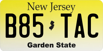 NJ license plate B85TAC