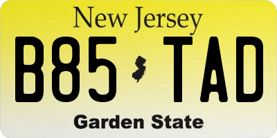 NJ license plate B85TAD