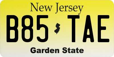 NJ license plate B85TAE